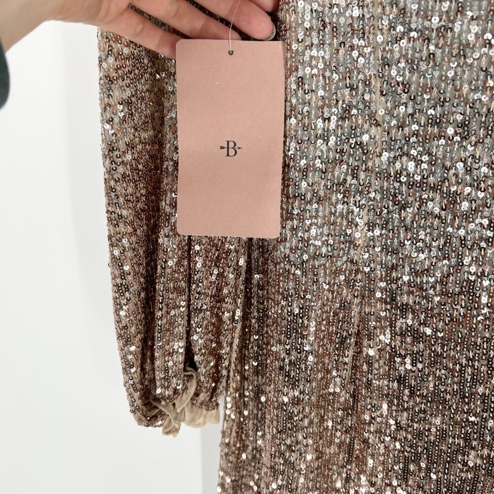 NWT BHLDN Anthropologie Carys Ombre Sequin Long Sleeve Mini Dress - Picture 8 of 12